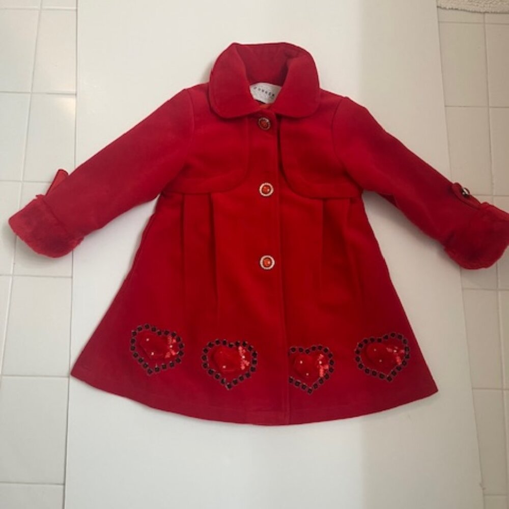 Little Girl's Winter Red Coat Size 2